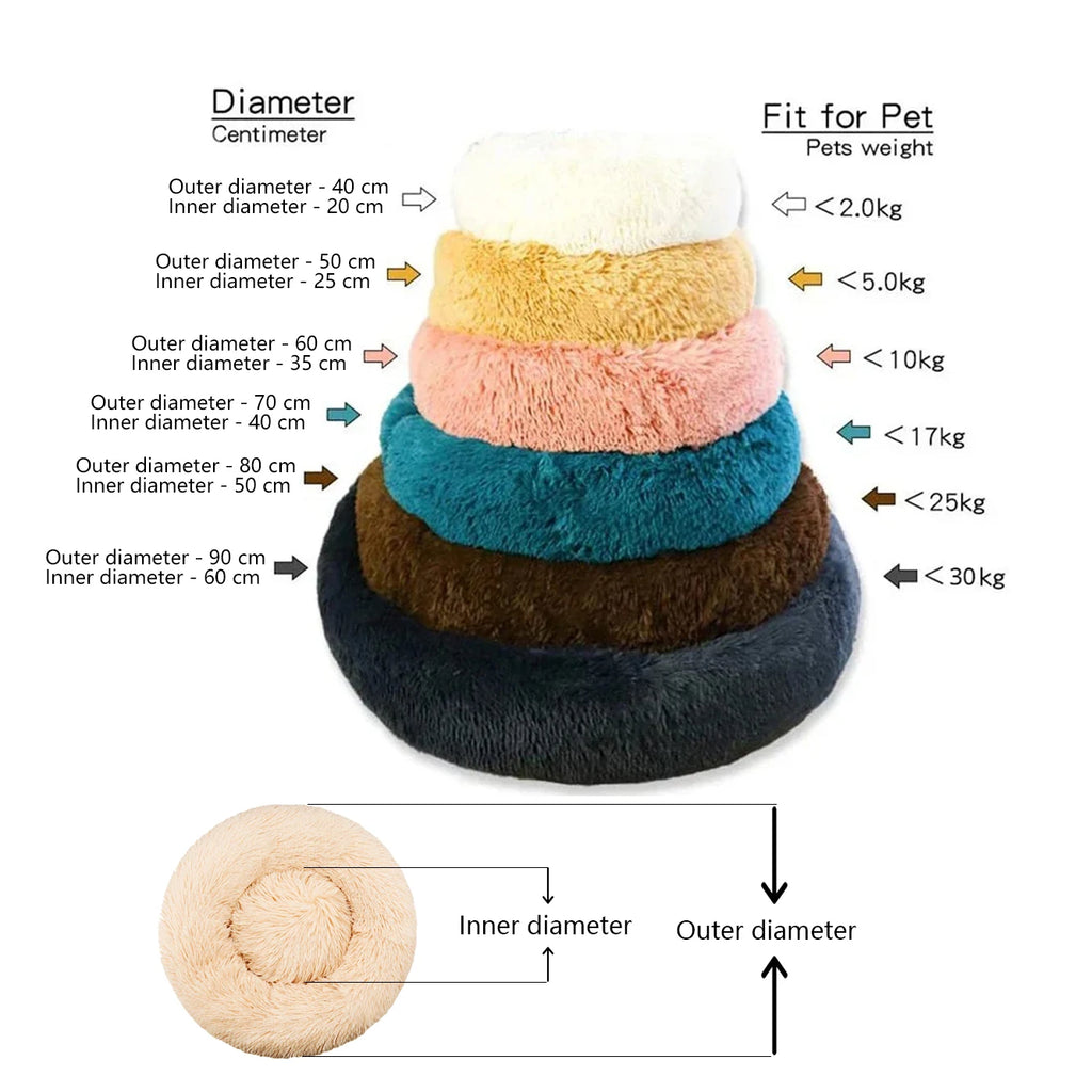 Cozy Calm Donut Pet Bed — Soft Plush Dog & Cat Bed