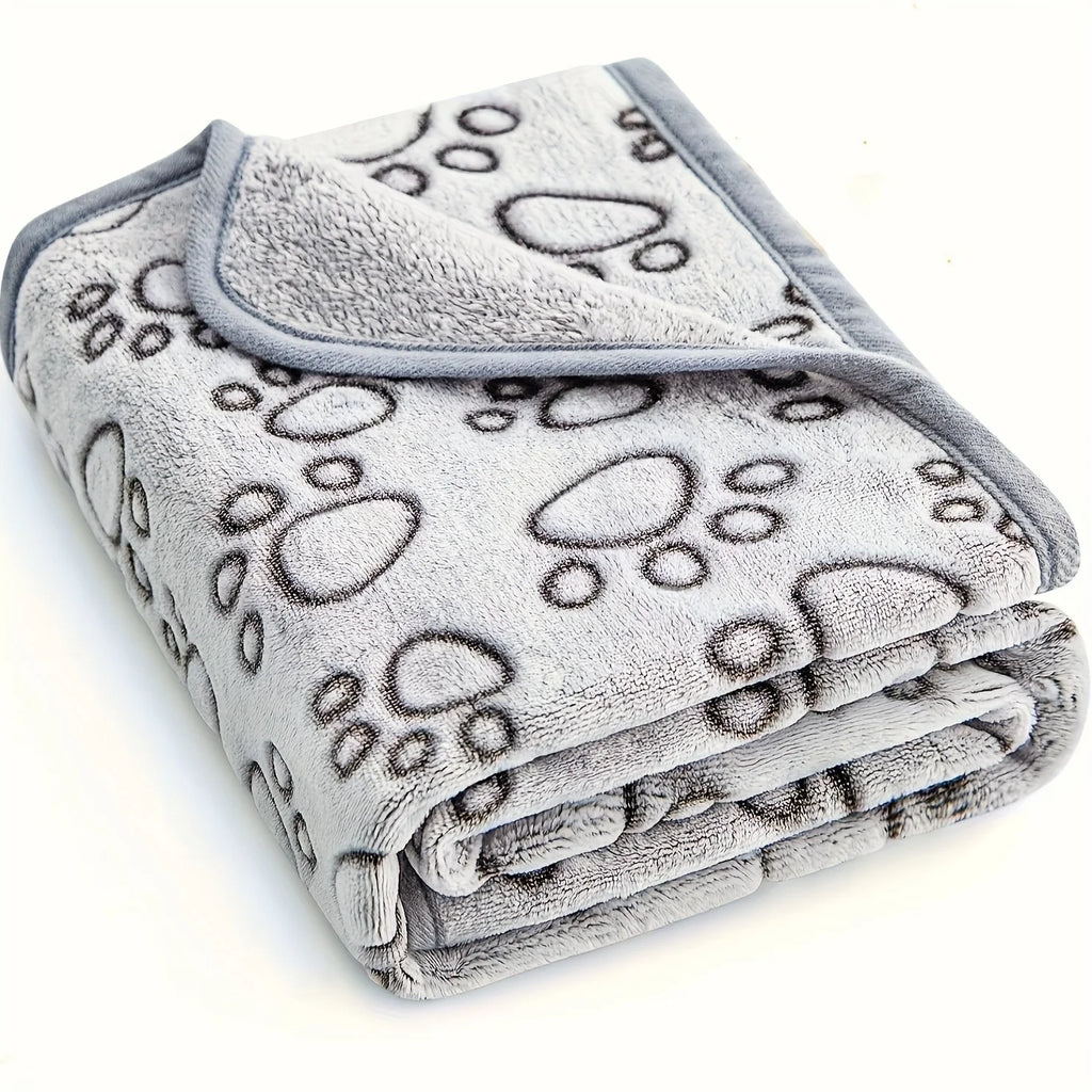 Ultra-Soft Paw Print Pet Blanket — Cozy & Machine Washable
