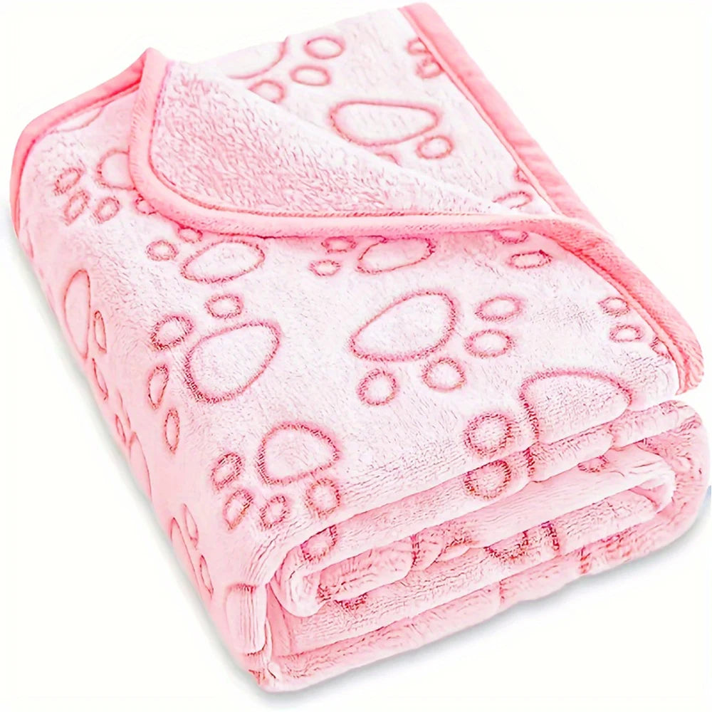 Ultra-Soft Paw Print Pet Blanket — Cozy & Machine Washable