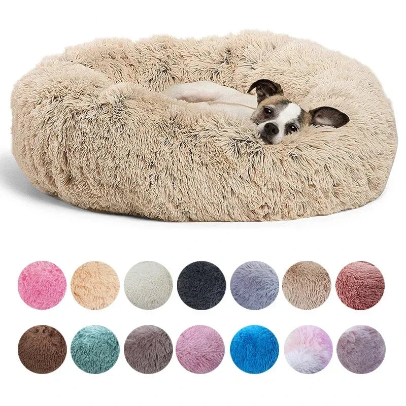 Cozy Calm Donut Pet Bed — Soft Plush Dog & Cat Bed