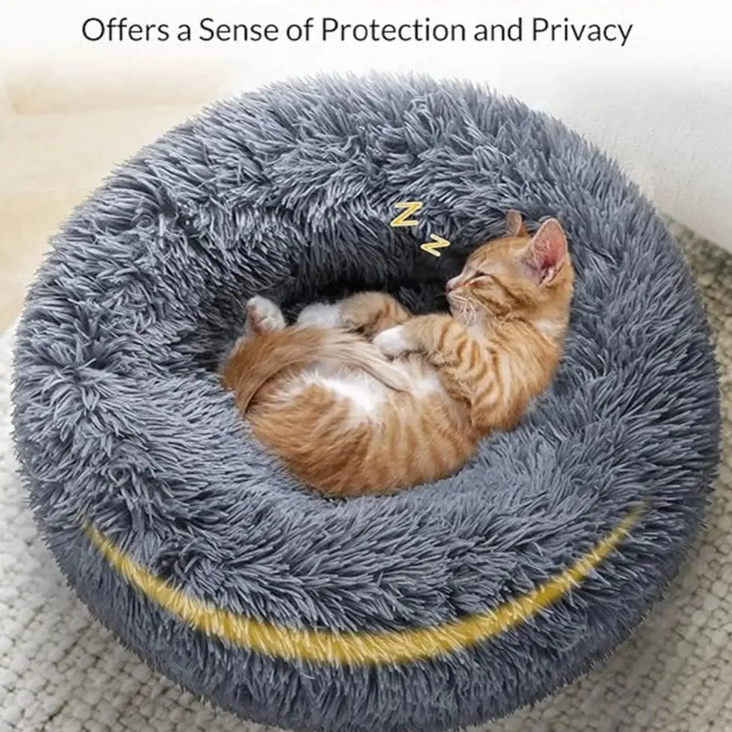 Cozy Calm Donut Pet Bed — Soft Plush Dog & Cat Bed