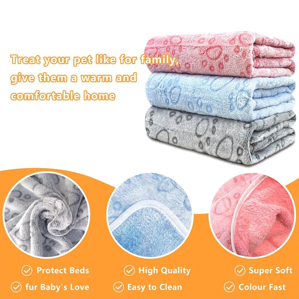 Ultra-Soft Paw Print Pet Blanket — Cozy & Machine Washable